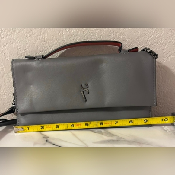 Simply Vera Vera Wang Gray and Reddish Orange Women's Shoulder Crossbody Bag - Picture 6 of 7